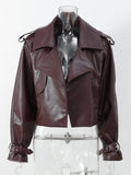 Damen Kunstlederjacke im cropped Stil mit modernen Details und praktischen Taschen R&B
