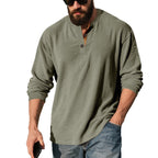 Herren Langarm-Henley-Shirt mit strukturiertem Material und modischen Knopfdetails R&B