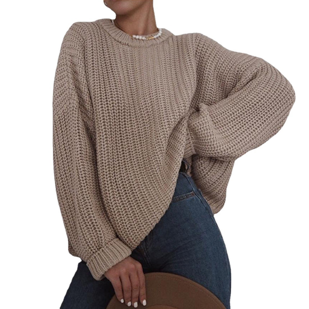 Damen Grobstrickpullover mit lässigem Schnitt und oversized Ärmeln R&B