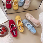 Damen Ballerinas mit eleganter Schnalle und zarter Spitzenborte R&B