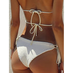 Damen Triangel-Bikini mit dekorativen Riemen und elastischem Bund R&B
