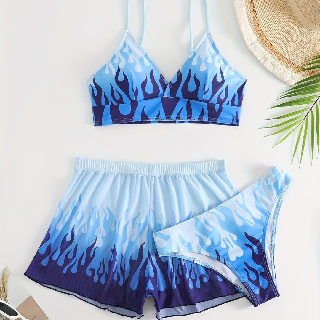 Damen Triangel-Bikini mit aufregendem Flammenmuster R&B