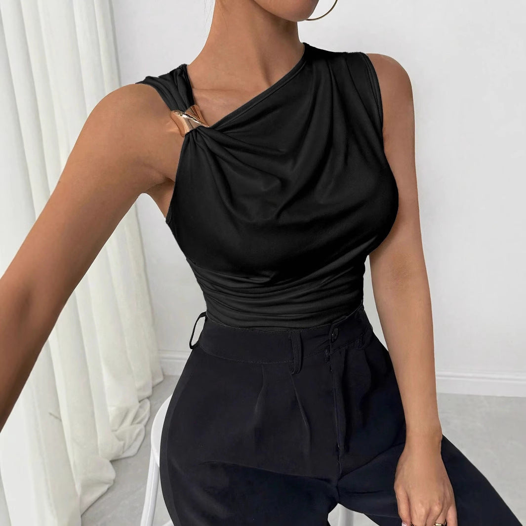 Damen ärmelloses Top mit dekorativem Knoten R&B