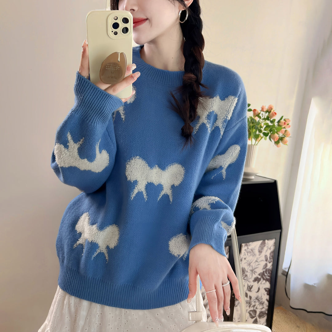 Damen kuscheliger Strickpullover mit verspieltem Muster R&B