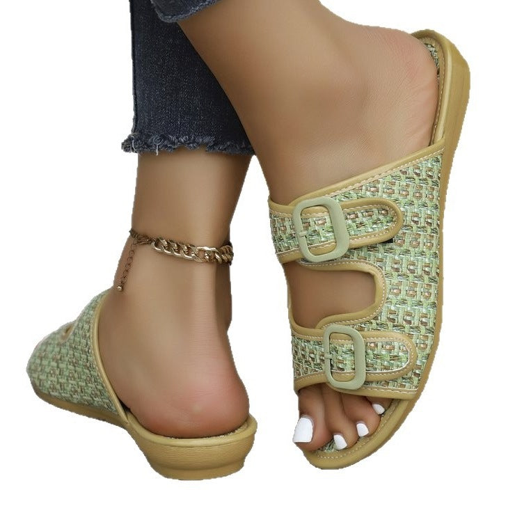 Damen Komfortable Riemchen-Sandalen mit doppelt verstellbaren Schnallen R&B