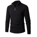 Herren eleganter Strickpullover mit durchgehendem Reißverschluss und Rippenstruktur R&B