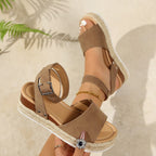 Damen Wedge-Sandalen mit geschmackvollem Riemendesign und luxuriösem Naturmaterial R&B
