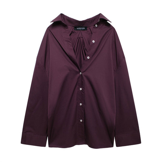 Damen vielseitige Bluse mit lässigem Schnitt und besonderem Falten-Design R&B