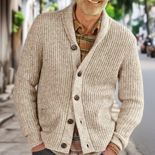 Herren Strickjacke mit strukturiertem Design und eleganten Knöpfen R&B