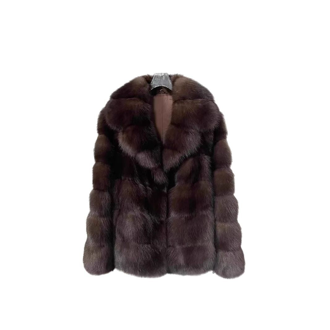 Damen luxuriöse und warme Kunstpelzjacke R&B