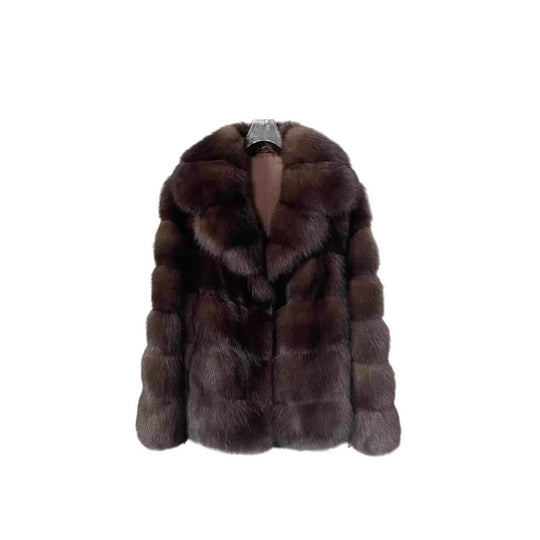 Damen luxuriöse und warme Kunstpelzjacke R&B