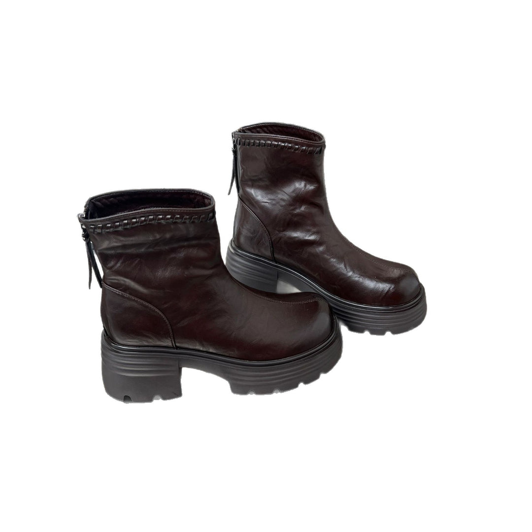 Damen trendige Stiefeletten mit robustem Profil und hochwertigem Leder R&B