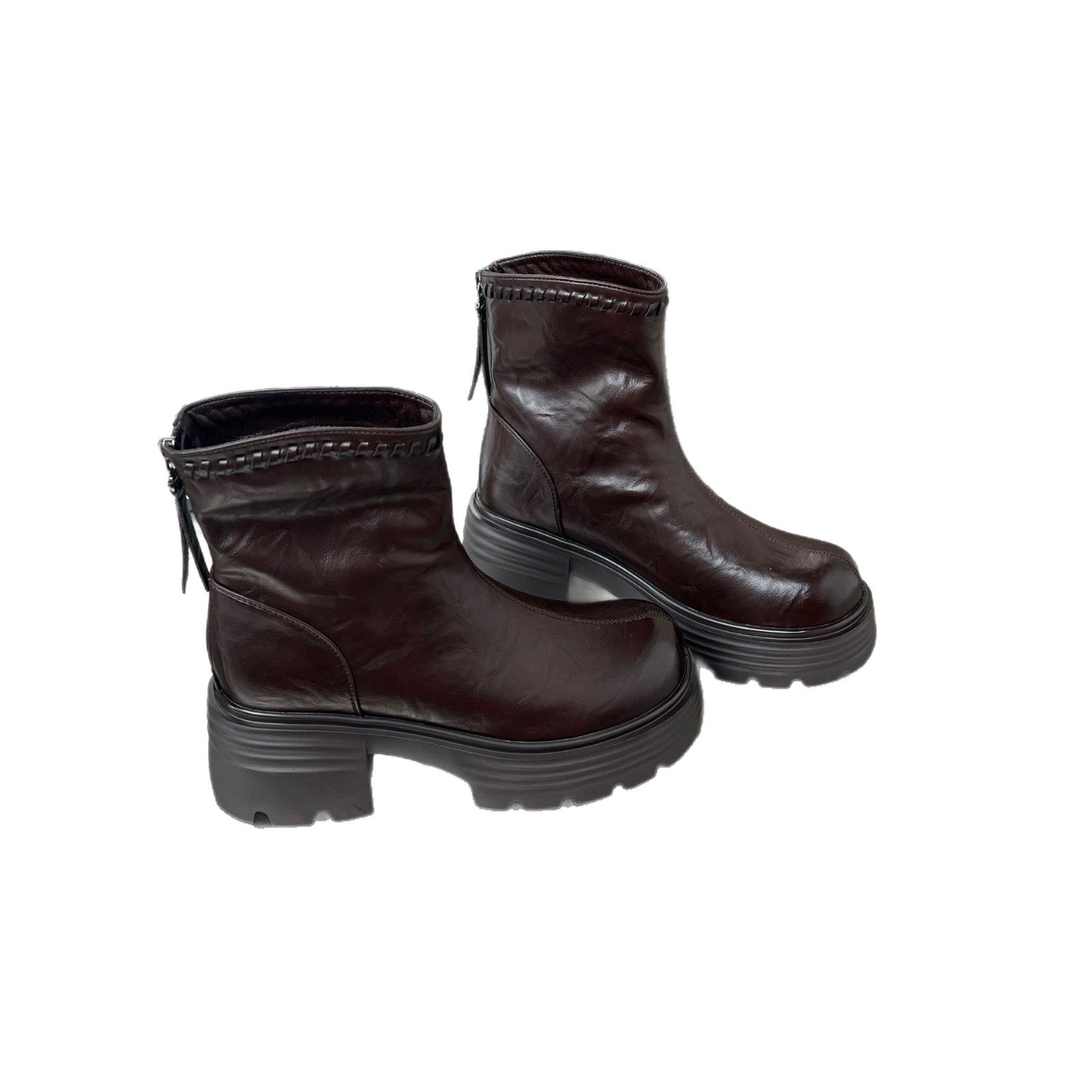 Damen trendige Stiefeletten mit robustem Profil und hochwertigem Leder R&B