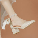 Damen elegante Slingback-Pumps mit Perlenschnalle und Schleifendetail R&B