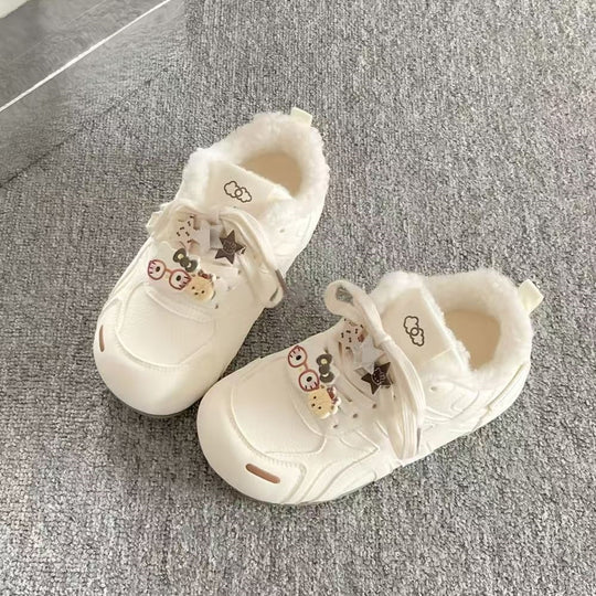 Damen Sneaker mit kuscheligem Innenfutter und dekorativen Applikationen R&B