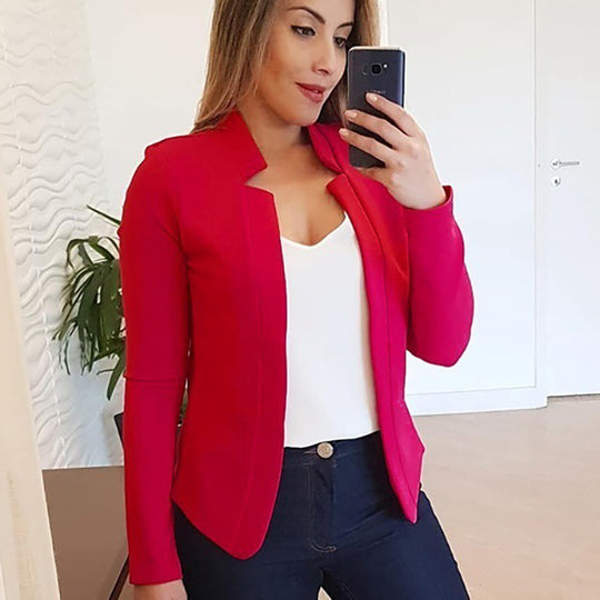 Damen Eleganter Slim-Fit Blazer mit offenem Kragen und langen Ärmeln R&B