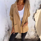 Damen Lässiger Oversize-Blazer mit praktischen Taschen und Knopfverschluss R&B