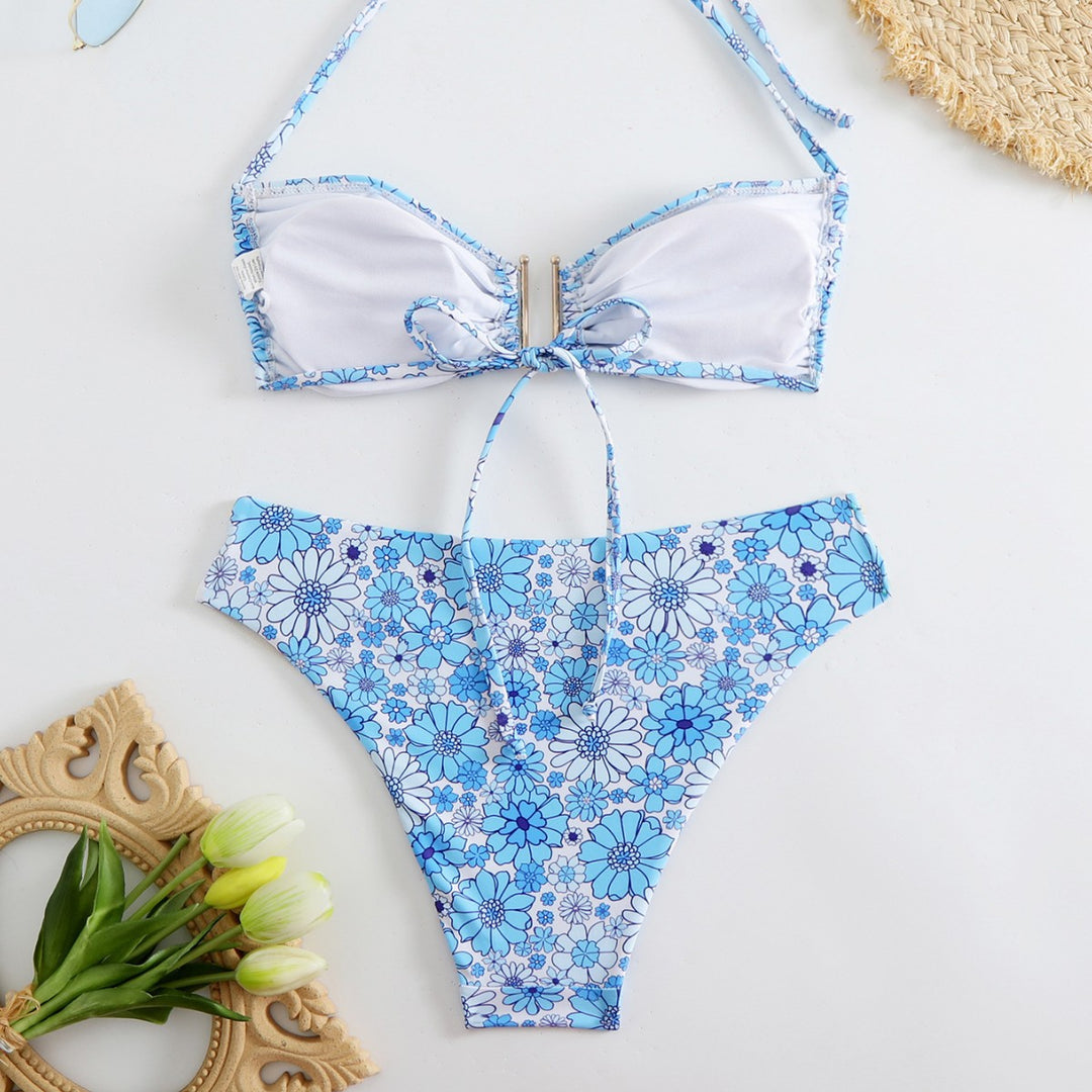 Damen Bikini-Set mit floralem Design und goldenen Akzenten R&B