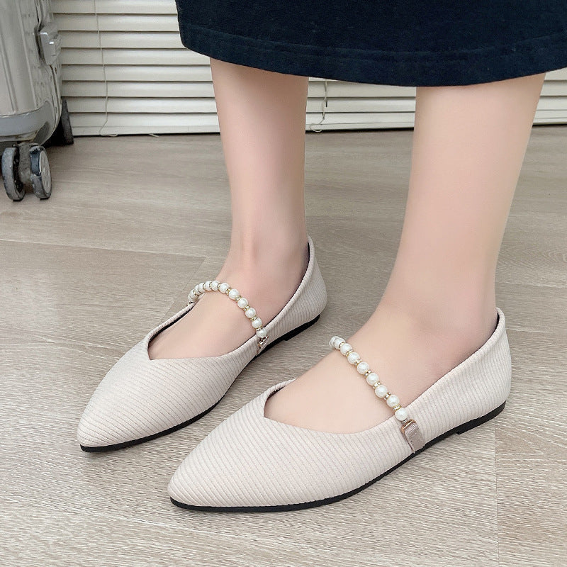 Damen Ballerinas mit dekorativer Perlen-Halterung R&B