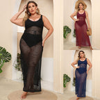 Damen transparentes Strandkleid mit seitlichen Schlitzen R&B