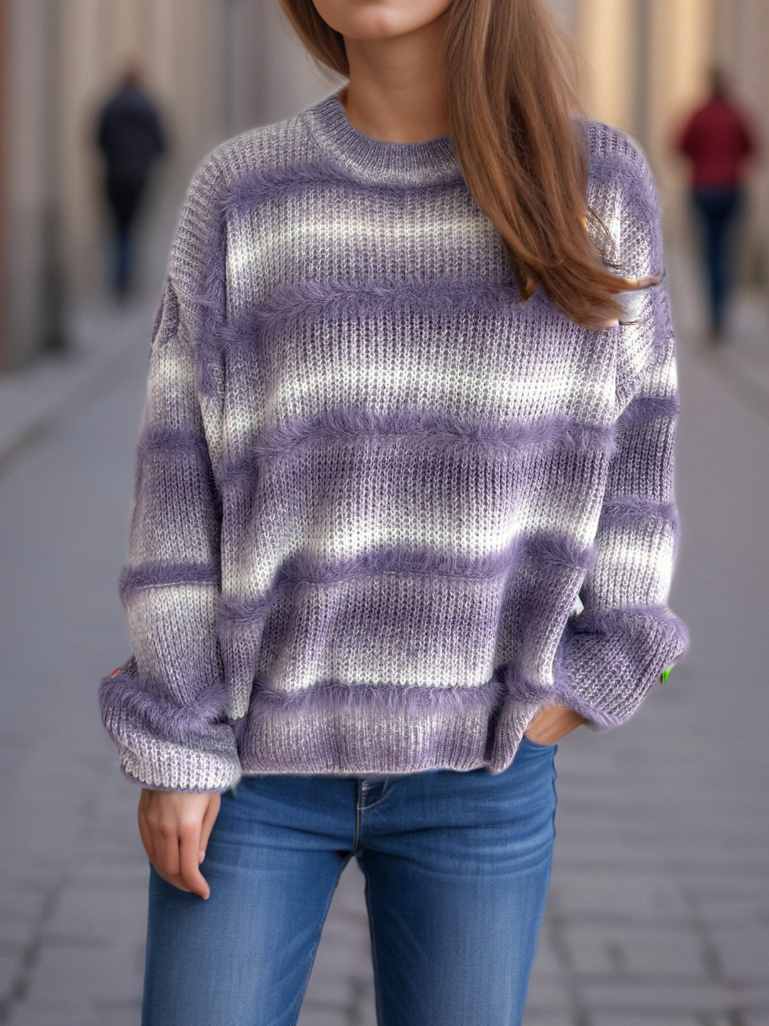 Damen kuscheliger Strickpullover mit Flair R&B