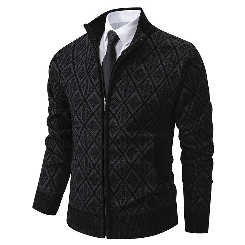Herren modische Strickjacke mit grafischem Zipper-Design
