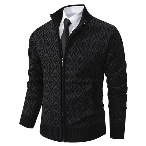 Herren modische Strickjacke mit grafischem Zipper-Design R&B