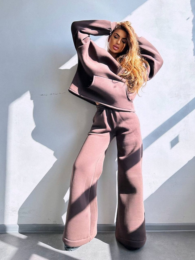 Damen Oversized Hoodie und weit geschnittene Jogginghose Set R&B