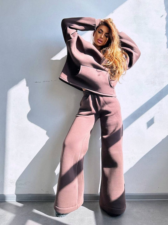 Damen Cooles Oversized Hoodie und weite Freizeithose R&B