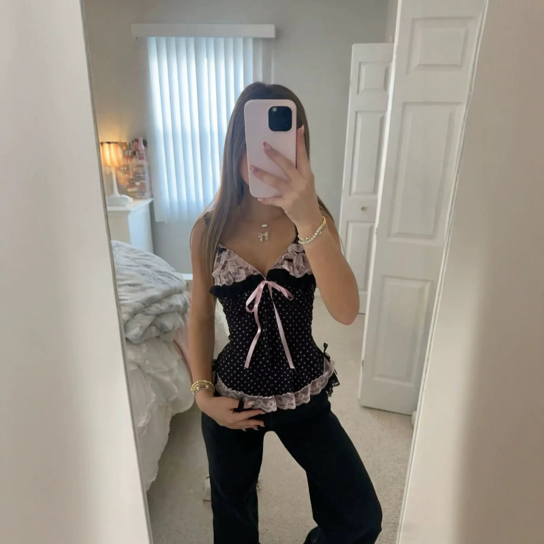 Damen verführerisches Schlafkleid mit Spitzenbesatz und Rüschendetails R&B