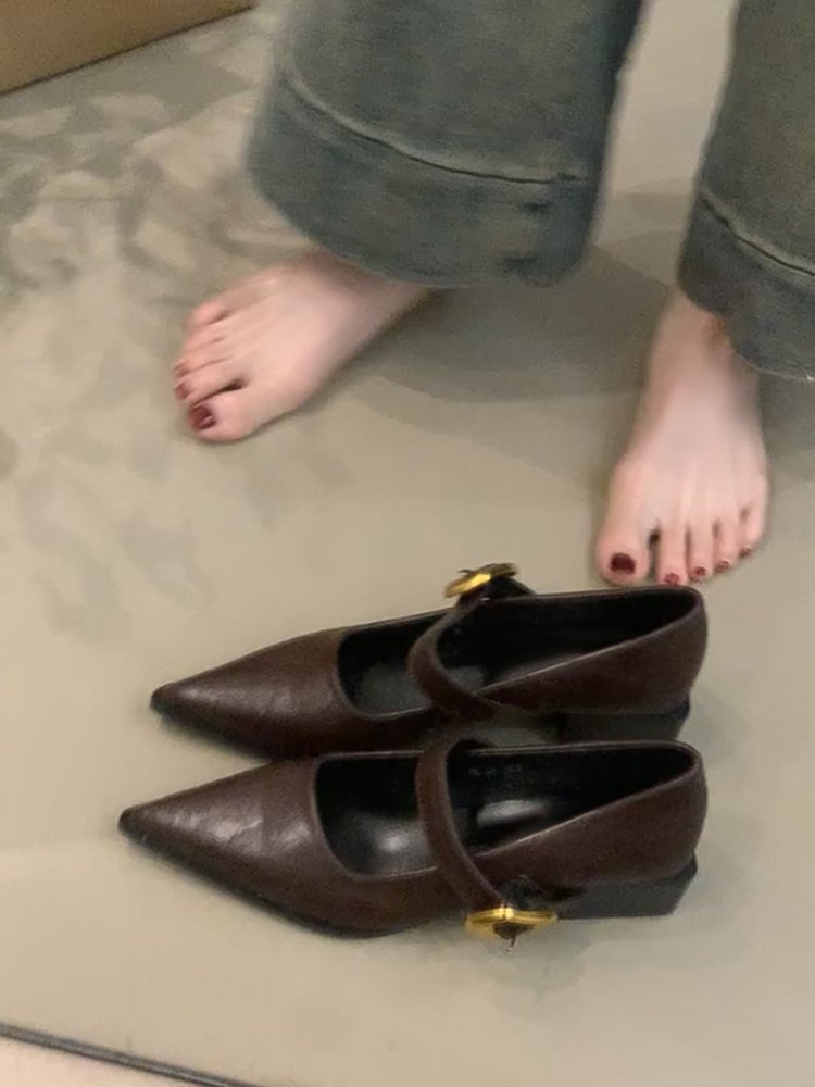 Damen elegante Mary Jane Ballerinas mit modischer Schnallenverzierung R&B