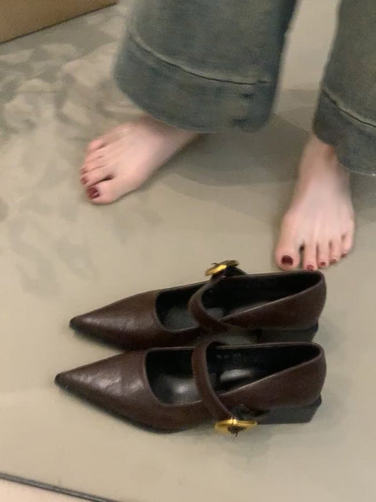 Damen elegante Mary Jane Ballerinas mit modischer Schnallenverzierung R&B