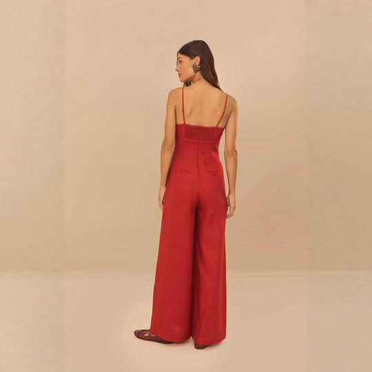 Damen Eleganter Jumpsuit mit voluminösen Rüschendetails und fließendem Schnitt R&B