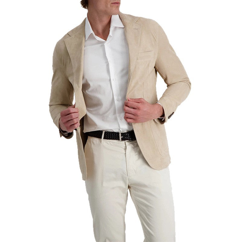 Herren elegante Wildlederjacke mit modernem Kragen und stilvollen Details
