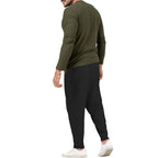 Herren lässiges Langarm-Henley-Shirt kombiniert mit eleganter Jogginghose R&B