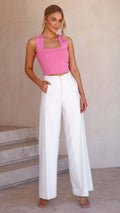 Damen Elegante Hochtaillierte Weite Bein Hosen R&B