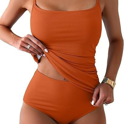 Damen Hochtaillierter Badeanzug mit Ripp-Design R&B
