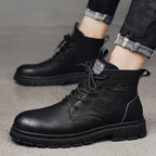 Damen modische Schnürboots mit robustem Profil und warmem Innenfutter