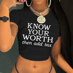 Damen Crop-T-Shirt mit inspirierendem Schriftzug R&B