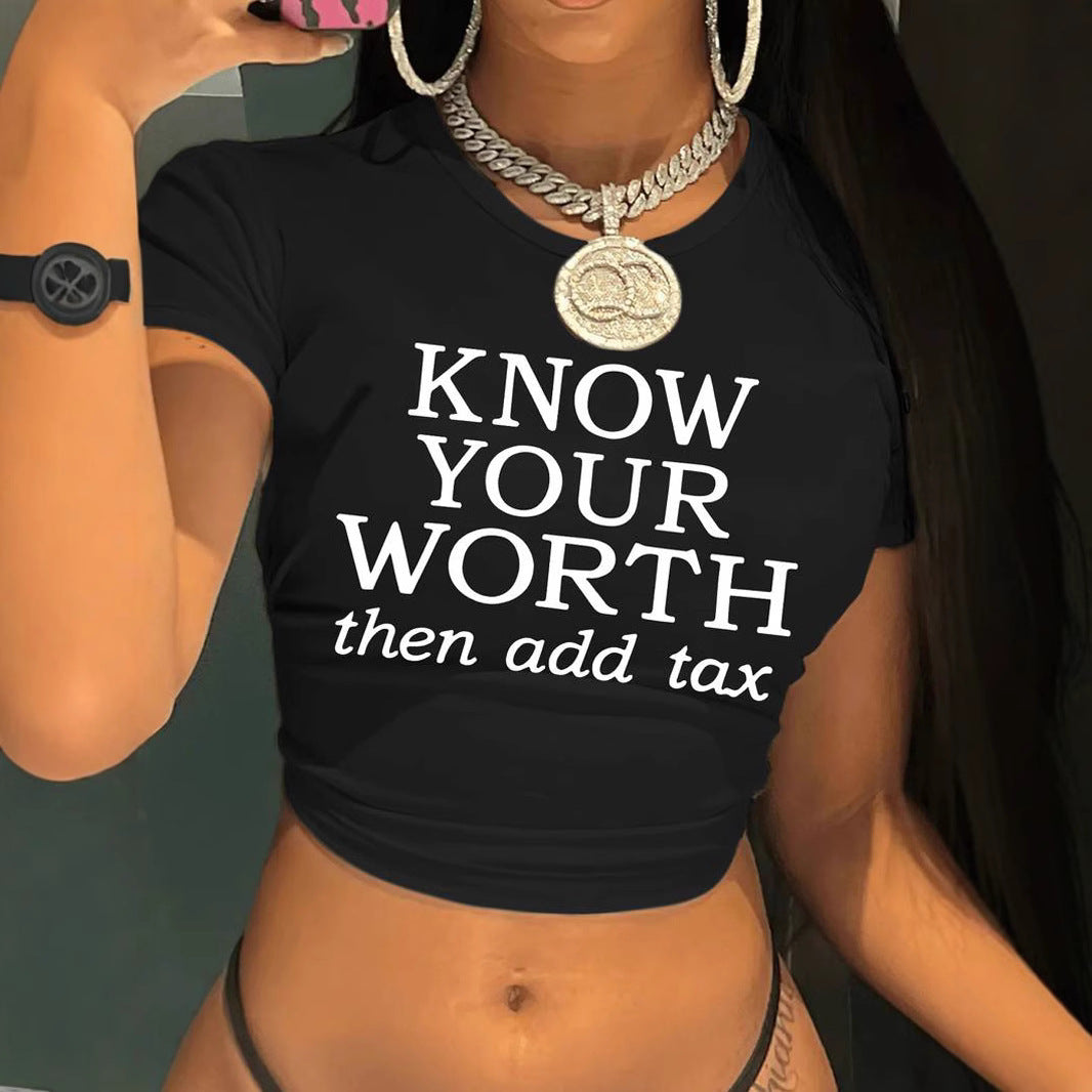 Damen Crop-T-Shirt mit inspirierendem Schriftzug R&B