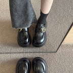 Damen moderne Chunky Loafers mit dekorativer Schnalle und rutschfester Sohle R&B