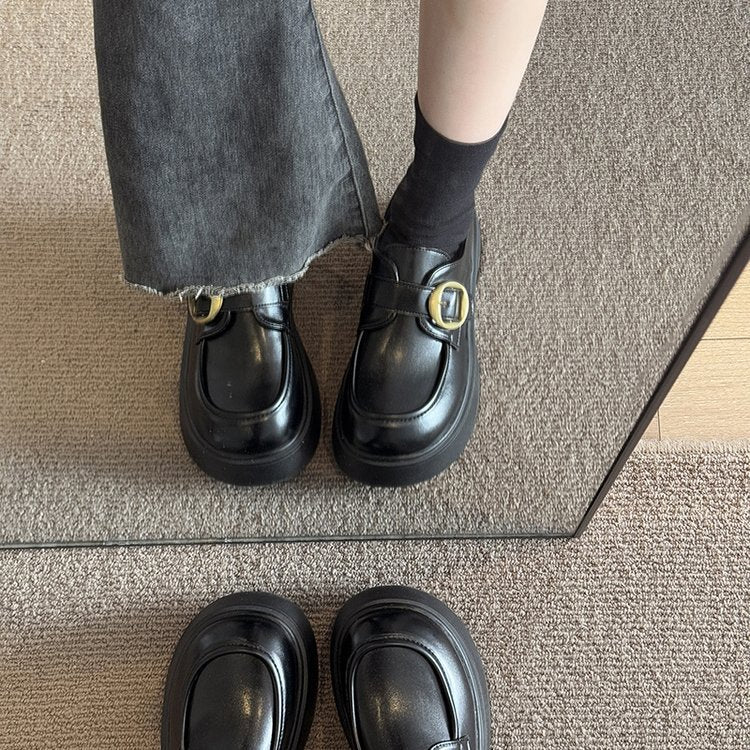 Damen moderne Chunky Loafers mit dekorativer Schnalle und rutschfester Sohle R&B