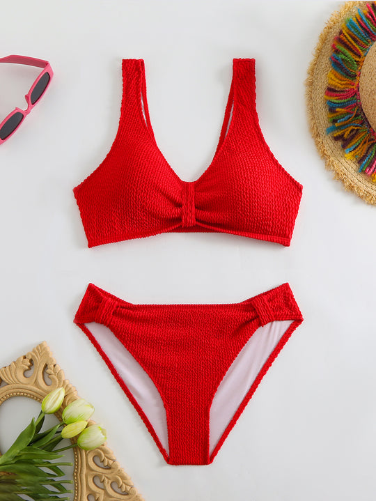 Damen Strandbikini-Set mit stylischem Wellenmuster R&B