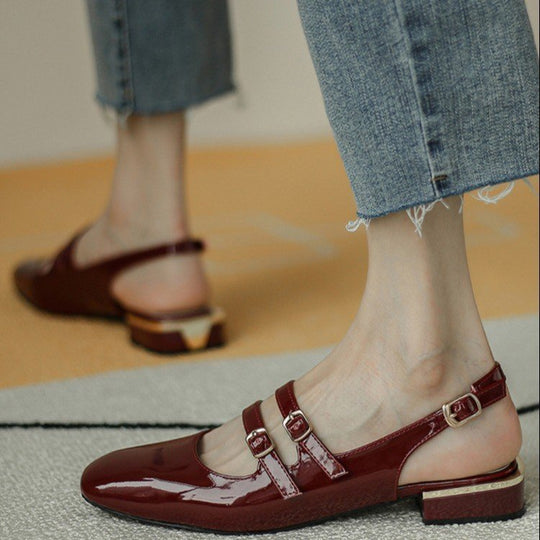 Damen Sling-Ballerinas mit doppeltem Riemchen und komfortablem Blockabsatz R&B