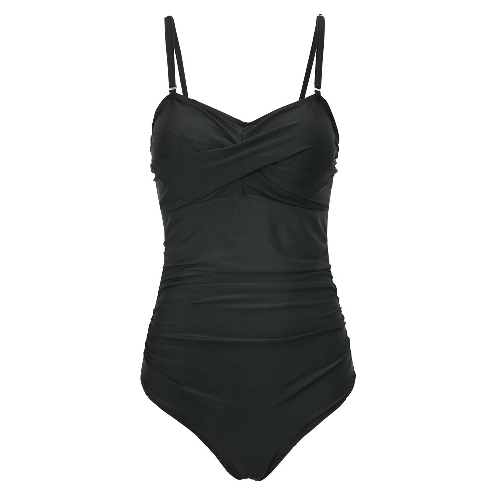 Damen Einteiliger Wickel-Badeanzug mit Streifenmuster R&B