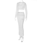 Damen elegantes und luftiges Crop-Top mit passendem Maxirock R&B