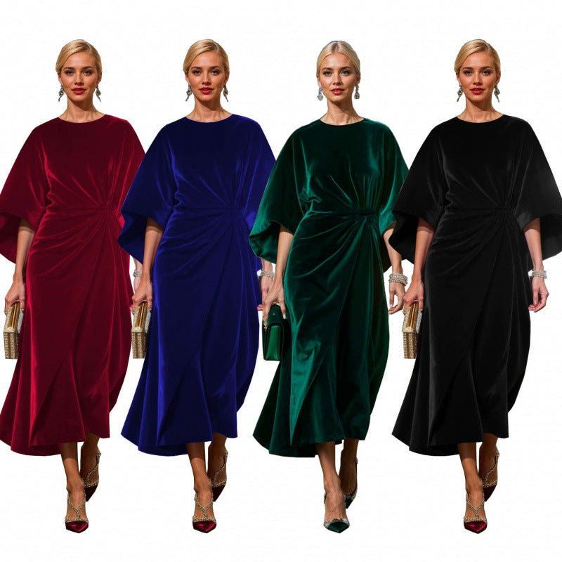 Damen Abendkleid im eleganten Samt-Design mit voluminösen Ärmeln und taillierter Silhouette R&B