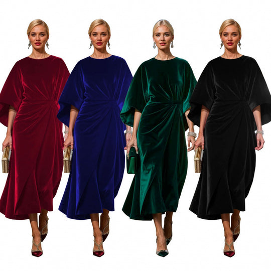 Damen Abendkleid im eleganten Samt-Design mit voluminösen Ärmeln und taillierter Silhouette R&B