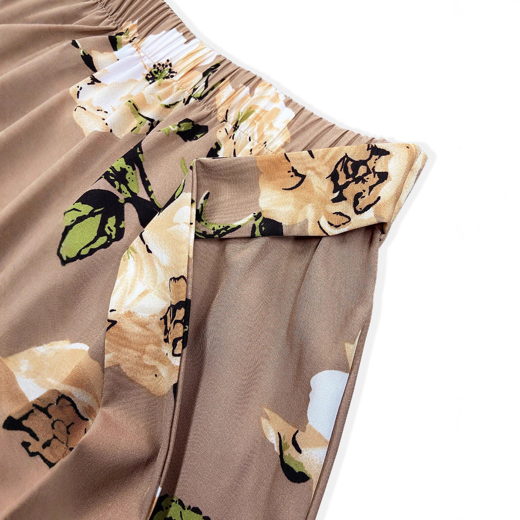 Damen Maxi-Rock mit floralem Muster und taillierter Schleife R&B