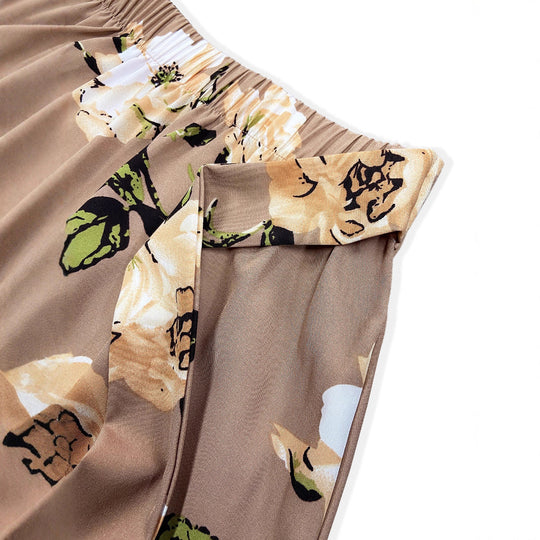 Damen Maxi-Rock mit floralem Muster und taillierter Schleife R&B